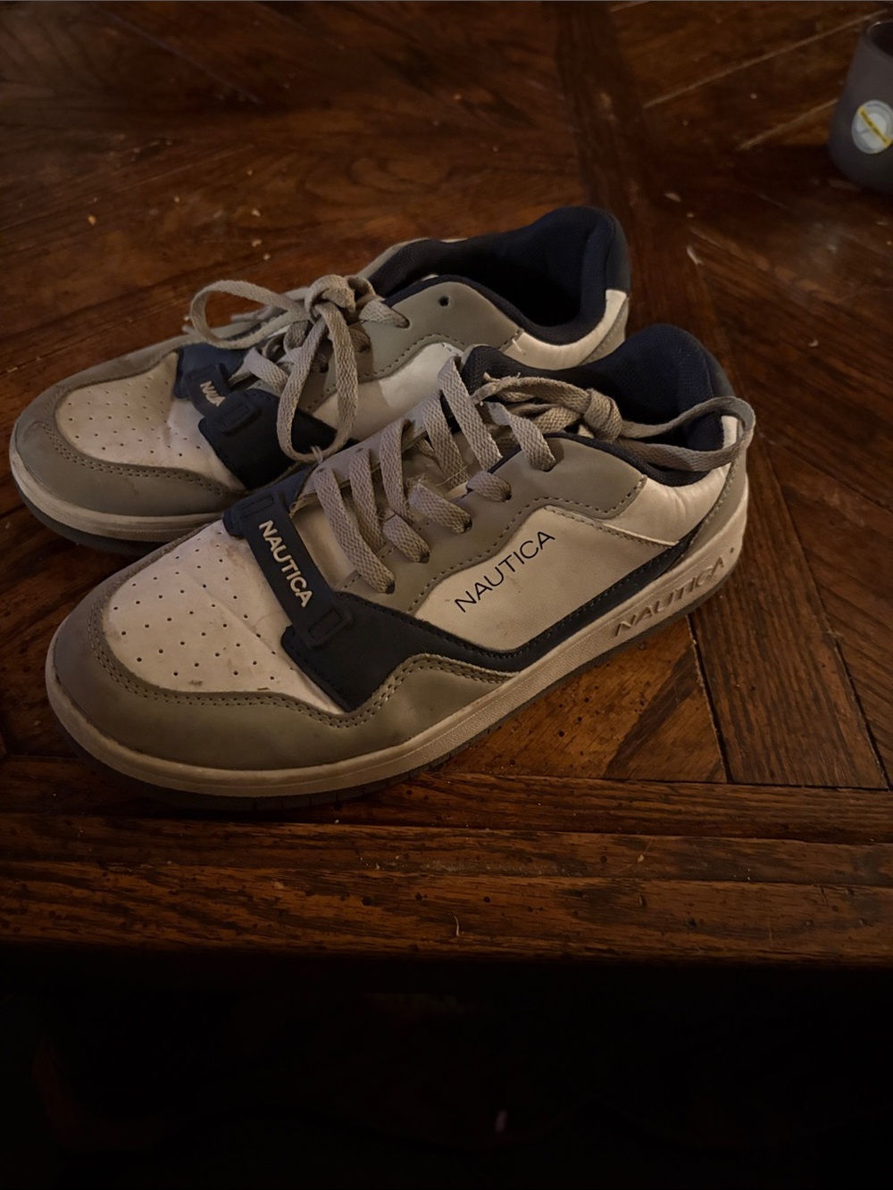 Nautica White Gray Navy Kids Low-Top Sneakers